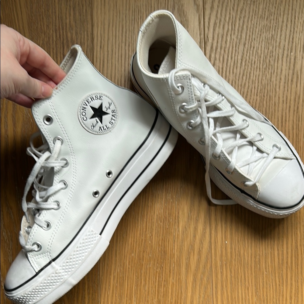 Converse White LEATHER High-Top Sneakers